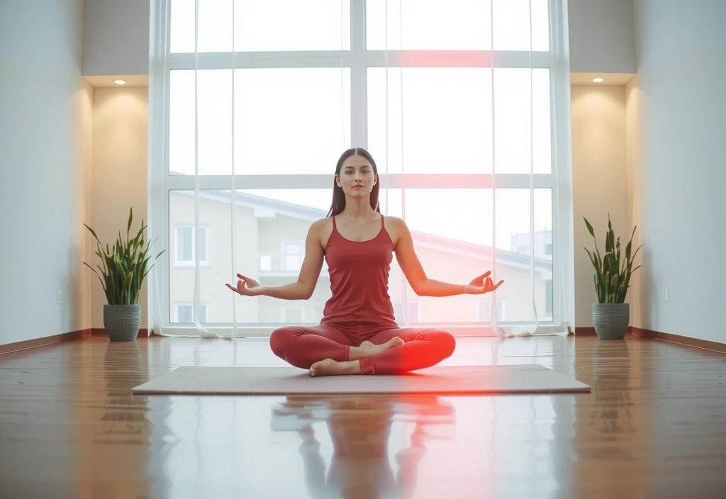 A person meditating peacefully, surrounded by soft, glowing light, symbolizing data privacy and tranquility.